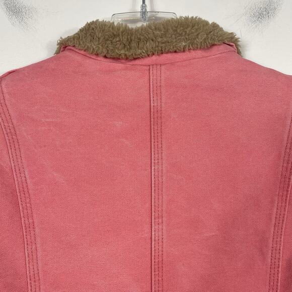 Vintage Carhartt Barn Coat Jacket Womens L Pink Sherbet Sherpa Lined Chore WJ022 - Picture 10 of 15
